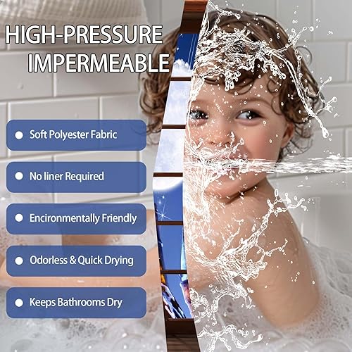 Miniatura 6 de Cortina de ducha de castillo mágico para decoración de baño, tela impermeable con ganchos, 70 x 72 pulgadas