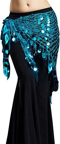 Miniatura 2 de Aivtalk Faldas cruzadas triangulares de malla con lentejuelas para danza del vientre para mujer