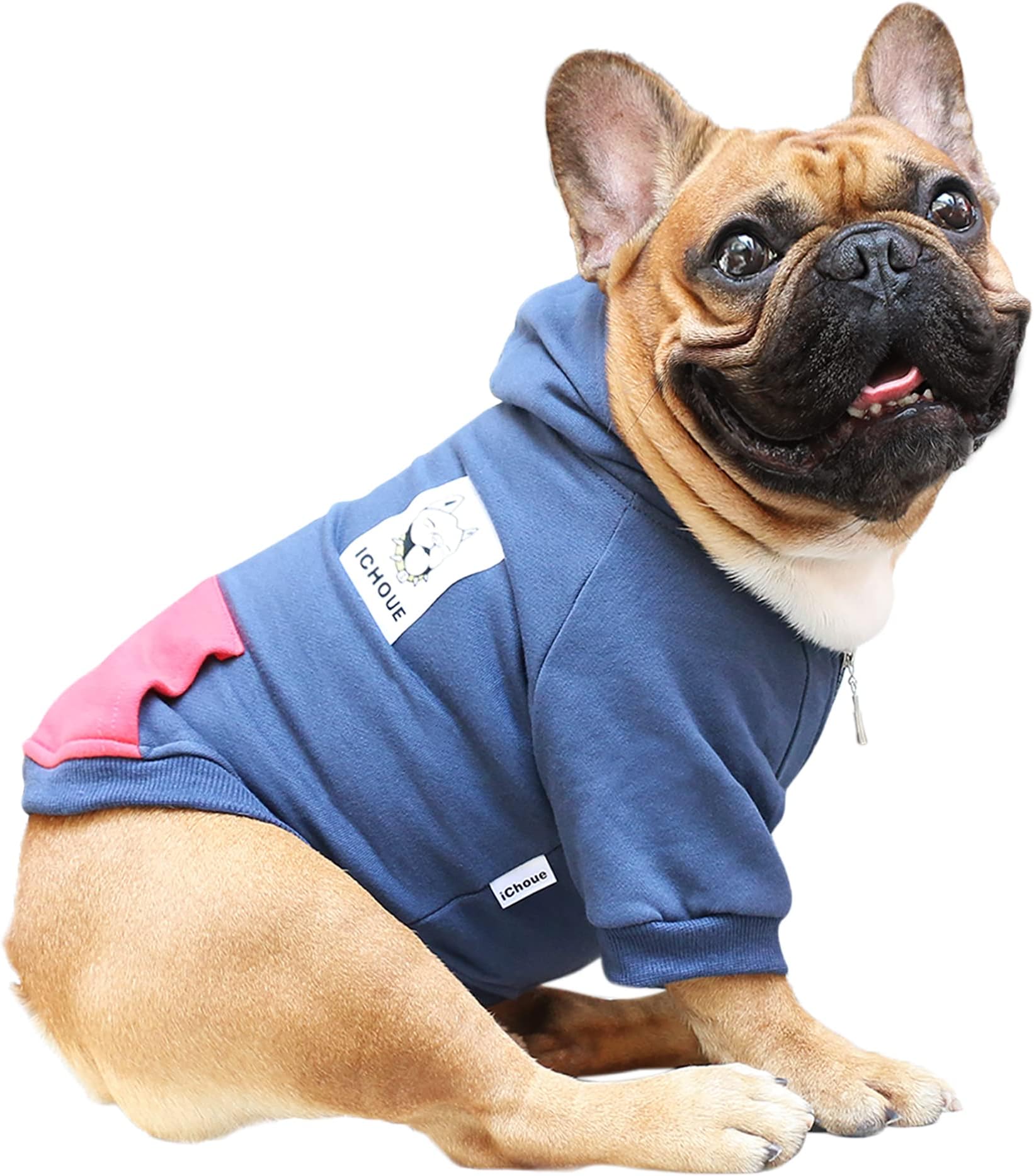 iChoue French Bulldog Frenchie Clothes Hoodies for Dogs Pug English Boston Terrier Bully Pitbull Corgi Sweatshirt Sweater Clothing - Navy/Medium