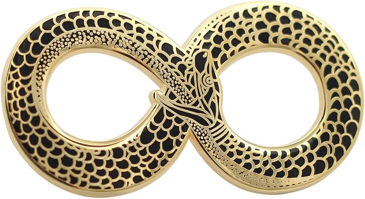 REAL SIC Ouroboros Enamel Pin - Gold Snake - Halloween/Occult/Witch/Alchemy/Tarot Lapel for Jackets, Backpacks, Bags, Hats & Tops