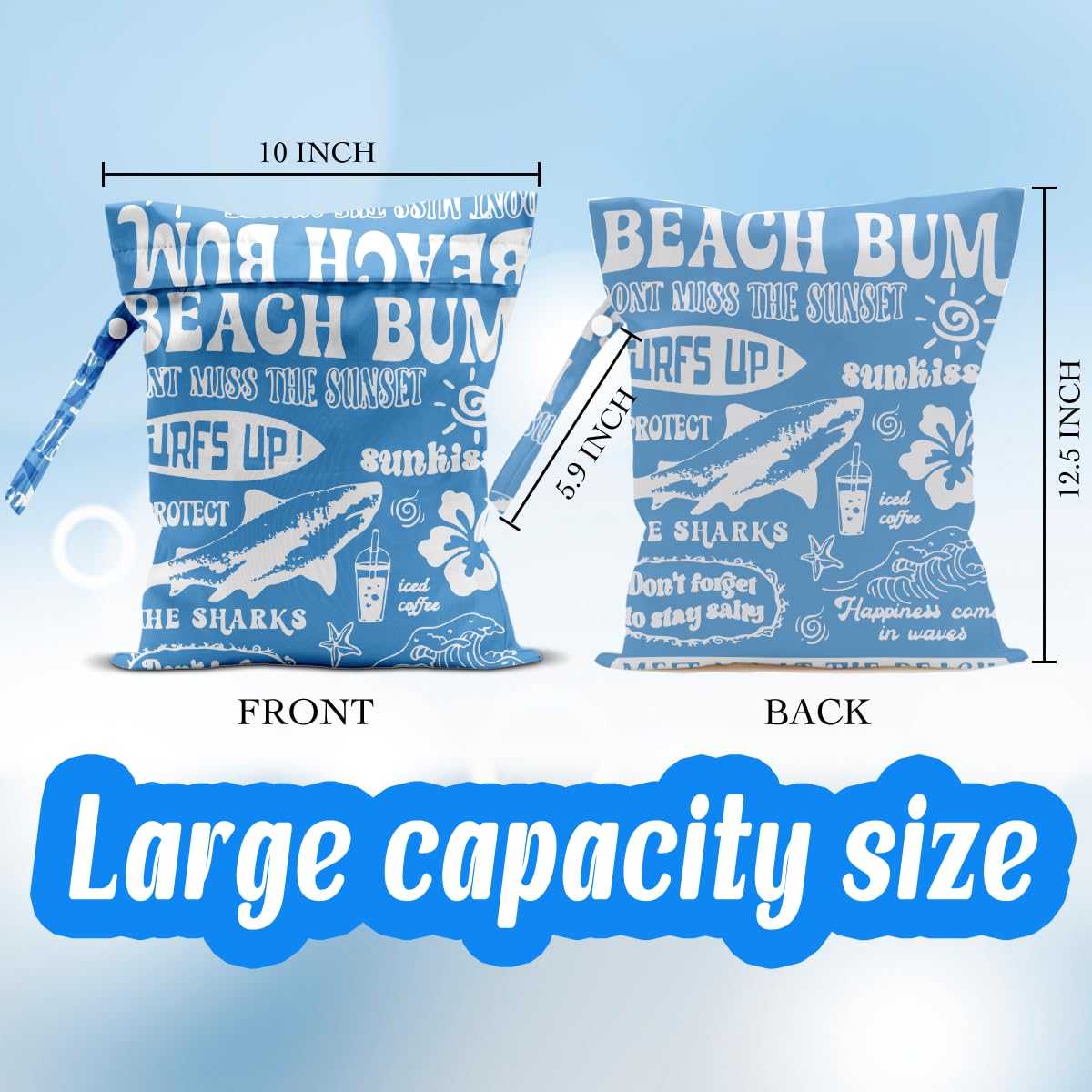 EODFFSGF Wet Dry Wet Bag for Swimsuit Towel Baby Travel Cloth Diapers Beach Gym Toiletries Makeup Storage Bag Summer Vacation Essential Holiday Summer Vibes Beach Ocean