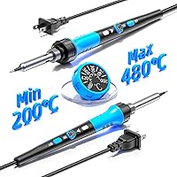 Vista 3 de Kit de soldador, pistola de 60 W con calentador de cerámica, herramienta de kit de soldadura 9 en 1, temperatura ajustable de 392 a 842°F, puntas