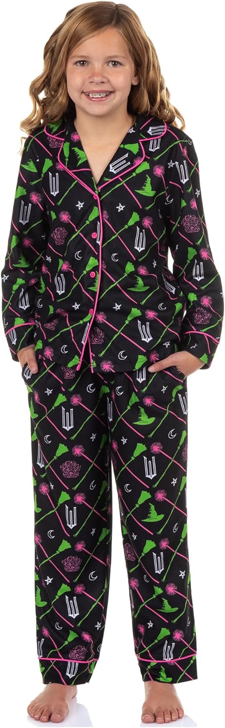 INTIMO Wicked Pajamas Girls' Elphaba and Glinda Charm Design Long ...