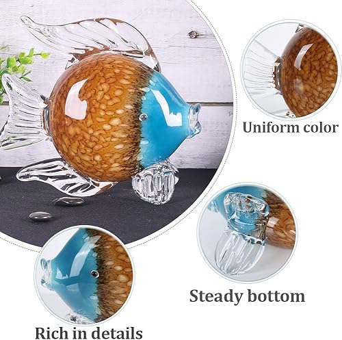 Miniatura 3 de QIANLING Figuras de peces de cristal, decoración costera del hogar, centros de mesa modernos del océano para sala de estar, comedor, baño, oficina,