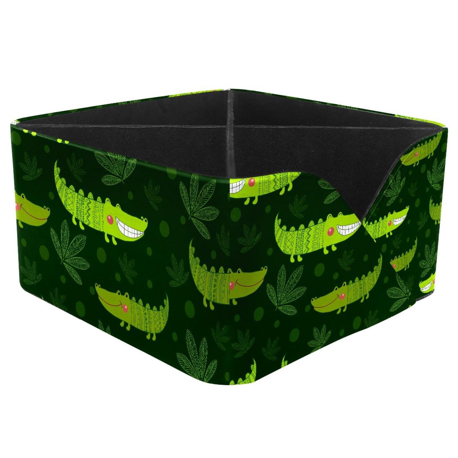 KengjuTesu Cute Green Crocodile Desktop Organizer Pen Holder, Rectangular Pencil Cup for Office, Study and Makeup Stations