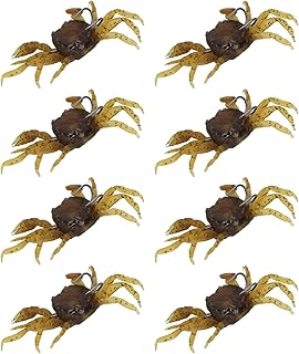 Artificial Crab Lures, 8Pcs Artificial Crab Bait 13cm 33.5g Simulation Crab Soft Lure Fishing Bait with Hooks for Freshwater Saltwater (Yellowish Brown)