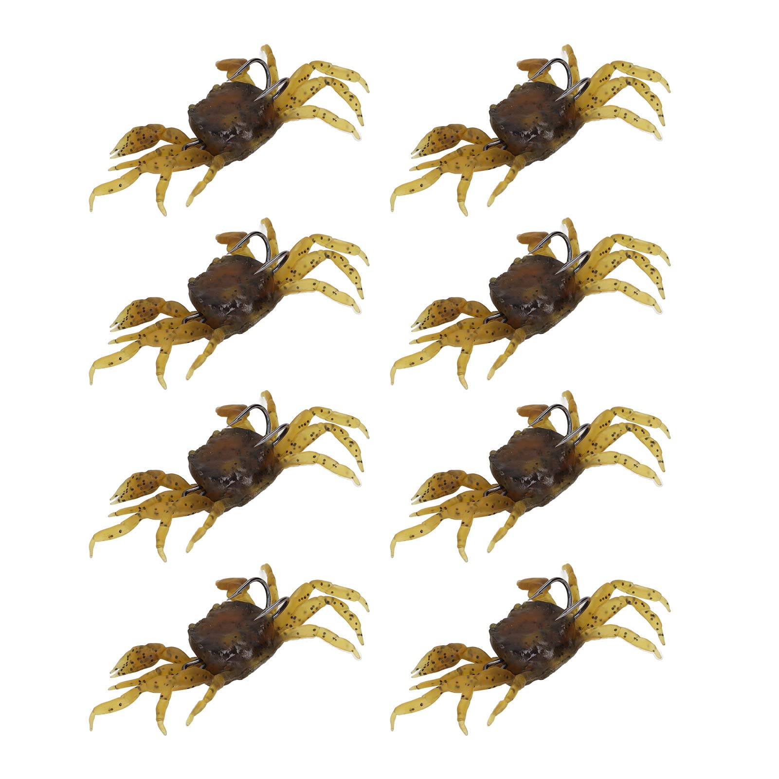 RiToEasysports Esche artificiali per granchio, 8 pezzi, 13 cm, 33,5 g, esche morbide per la pesca a granchio, con ganci, esche artificiali per acqua dolce e salata (marrone giallastro)