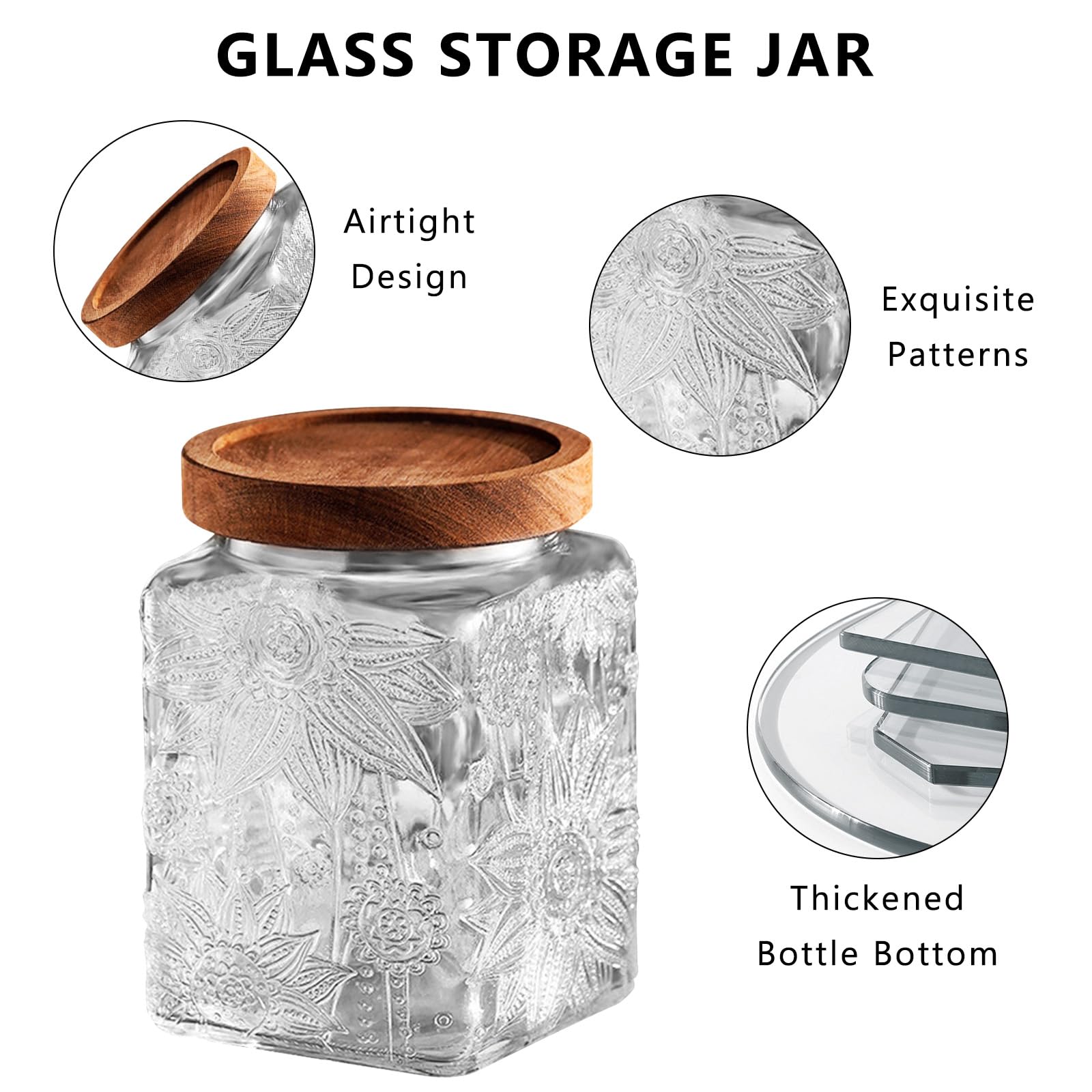 2 Barattoli Di Vetro Vintage Con Coperchio - 700ml, Design Margherita E Girasole, Per Cucina - Foto 5