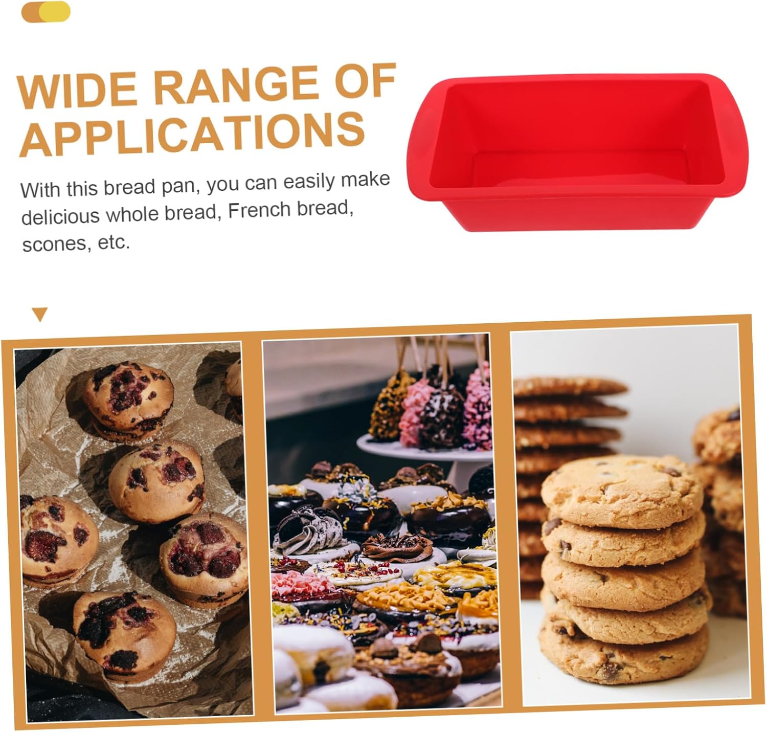 PRETYZOOM Rectangular Silicone Bread Baking Pan Non Stick Reusable Toast Molds for Home Bakery Parties for DIY Baking Easy Release