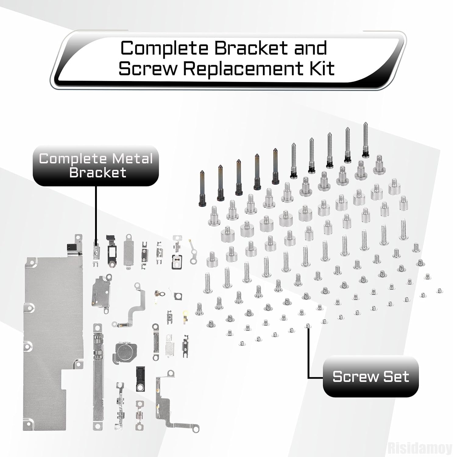 for iPhone 15 Pro Complete Screws Metal Bracket Replacement | Full Set Inner Screws with Metal Plate Cover Replace with Fix Tool Screwdrivers for A3102 A2848 A3101 A3104