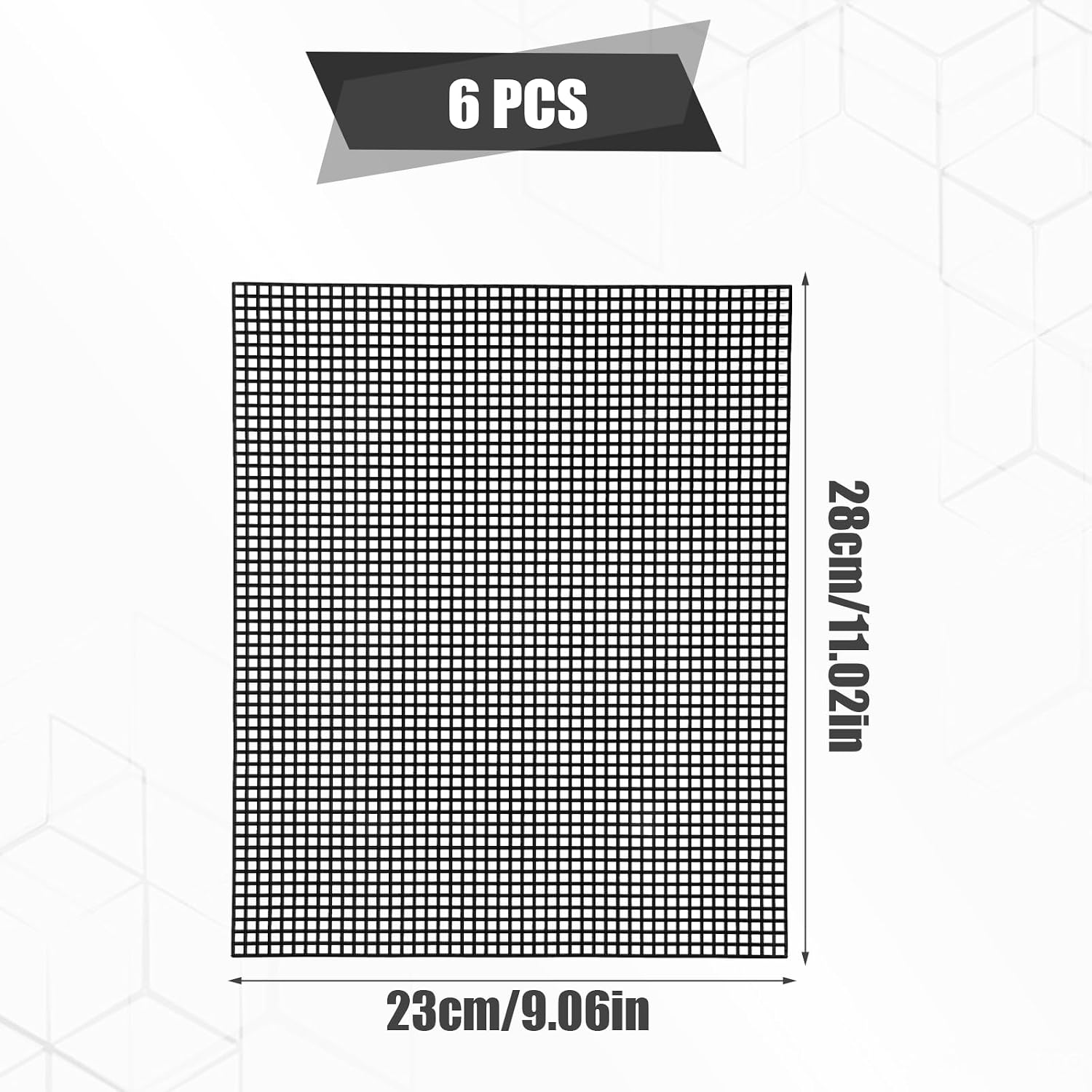 6pcs Plastic Mesh Canvas Sheets, 11.02x9.06in 5CT Plastic Mesh (Black)