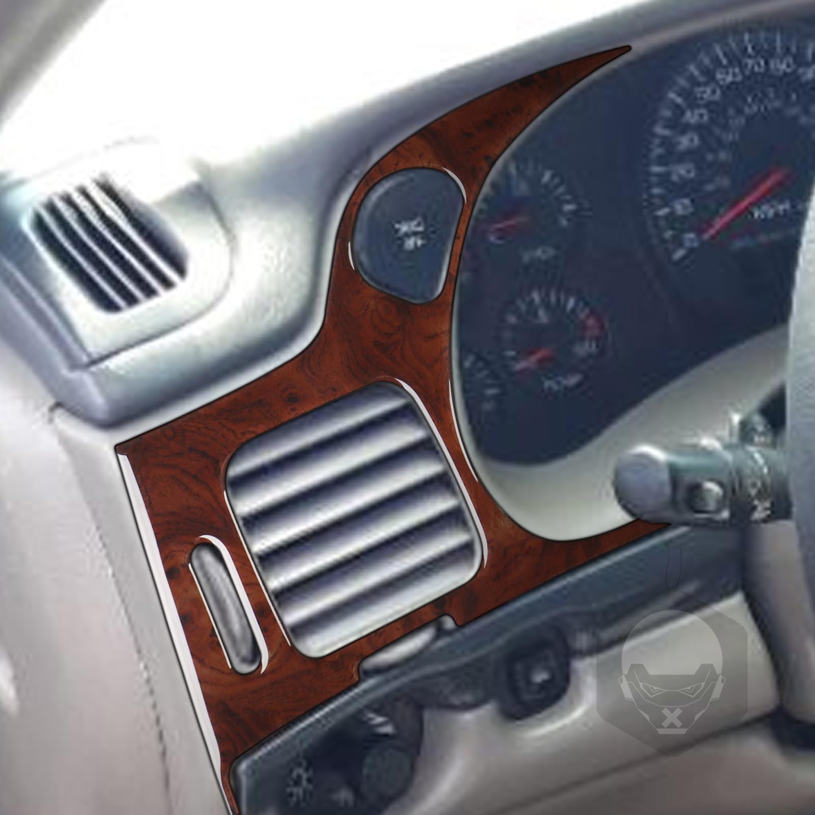 PJFUS Car Dashboard Speedometer Panel A/C Outlet Vent Frame Bright Wood Grain Sticker Compatible with Chevrolet Impala 2000 2001 2002 2003 2004 Auto Premium Interior Accessories(Wood Grain)