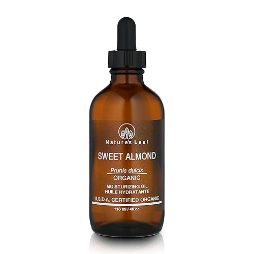 Aceite de almendras dulces, orgánico certificado por USDA, 100% puro, prensado en frío, nutre y suaviza, promueve la piel y el cabello de aspecto
