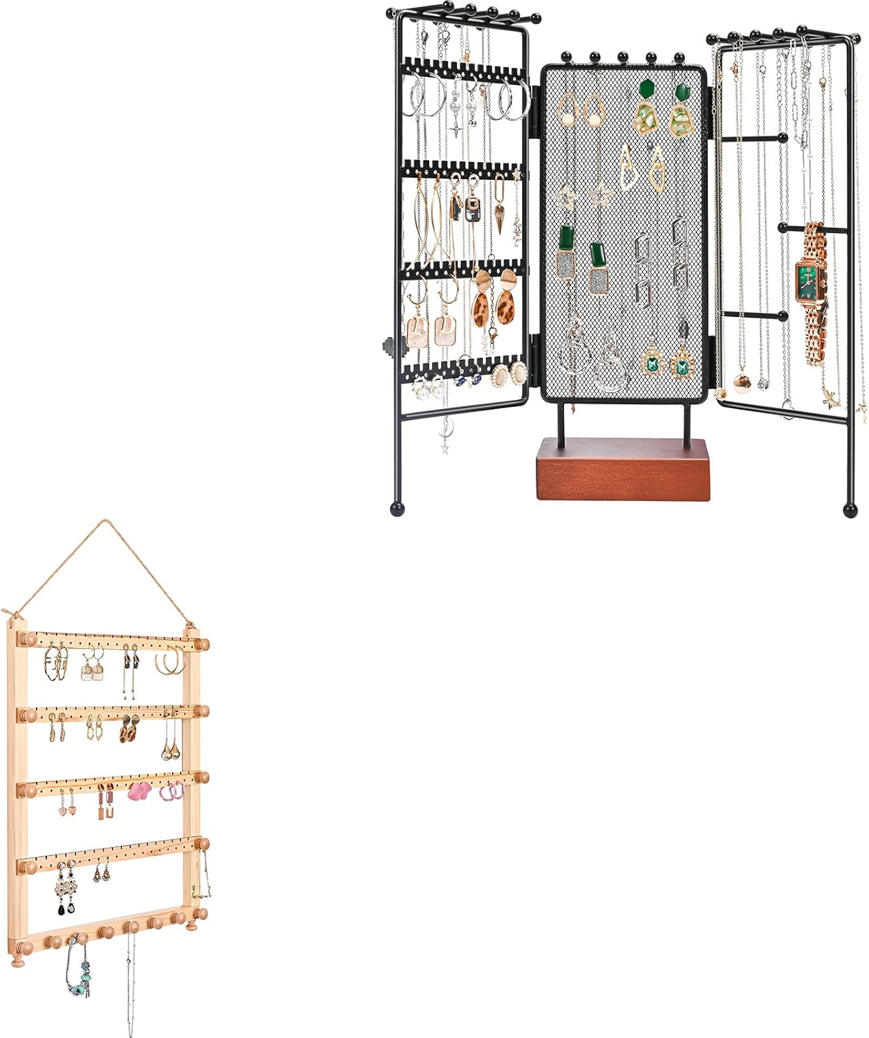 Lolalet Jewelry Stand Organizer Bundle with Wooden Hanging