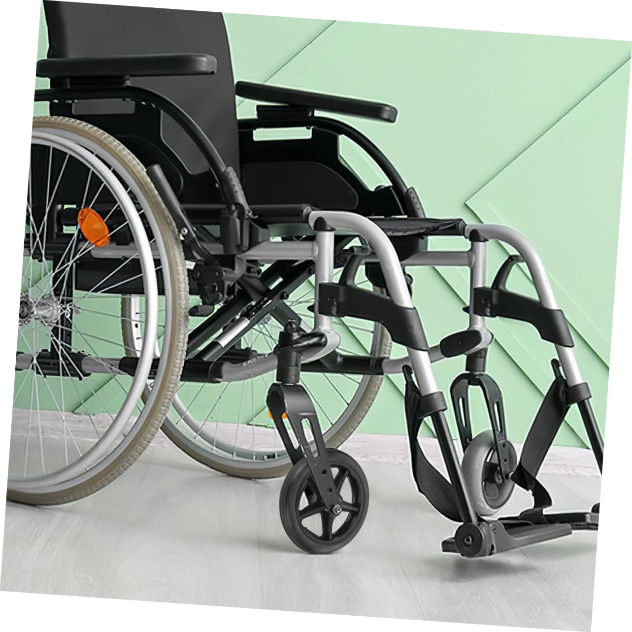 Ruedas para Silla de Ruedas de Repuesto 4 Piezas Negras | Acero Inoxidable, Plástico y Goma, Mantenimiento Sencillo, Repuesto Manual para Uso Diario