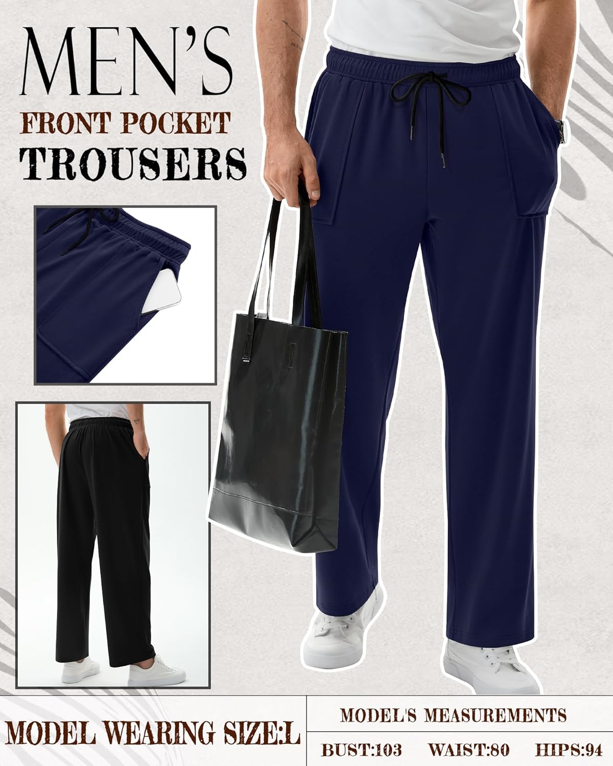 3 Pack Men's Sweatpants Wide Leg Baggy Casual Lounge Pants Open Bottom Drawstring Athletic Pants with Pockets - Image 4