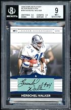 Herschel Walker Card 2008 Donruss Playoff Silver Signatures #SS-HW (pop 2) BGS 9