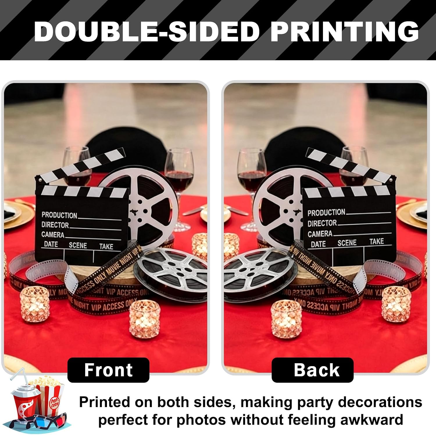 BBTO 10 Pieces Movie Film Clap Board, 7 x 8 Inch Cardboard Movie Clapboard Directors Clapper Writable Cut Action Scene Board for Movies Films Photo Props (Double-Sided Printing,Black and White)