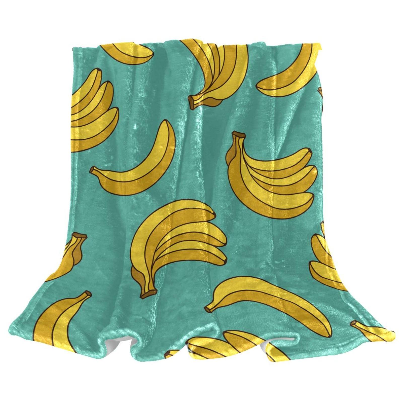 Couvre-lit en coton doux motif banane jaune pour chambre d'enfant