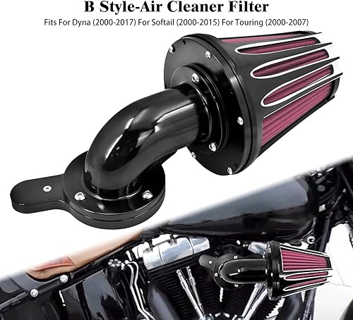 Miniatura 9 de Motorcyle Filtro de aire Filtro de aire 90 orientado hacia adelante Kit de admisión apto para Harley Softail Touring Trike Dyna Negro