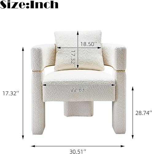 Miniatura 2 de Yoglad Sillón de lectura Accent, cómodo tapizado de tela de cordero con 1 almohada, para espacios pequeños, sala de estar, dormitorio, sofá