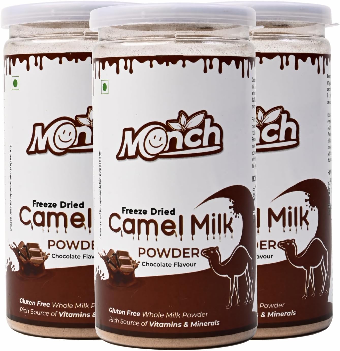 Monch Camel Milk Powder - Camel Milk Powder Helps In Height - Freeze Dried, Chocolate Flavoured (100g, Pack of 3)|Premium, Rich & Creamy, Instant Nutrient-Rich Dairy Alternative with Gourmet Chocolate Infusion, Single-Serve Convenience