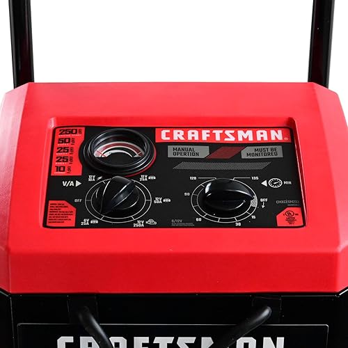 Miniatura 5 de CRAFTSMAN Cargador de batería manual de coche de 10 A con ruedas y arrancador de motor de 250 A, solución 2 en 1, impulso de 50 A, para baterías