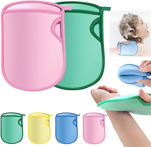 Esponja Saca Mugre Del Cuerpo, Esponjas Saca Mugre, guante removedor de piel muerta, esponja de ducha estilo guante (verde + rosa)