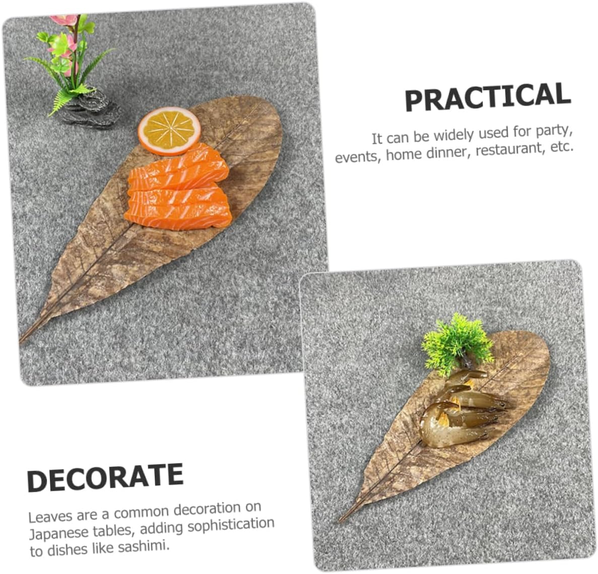 20pcs Dried Leaf for Sushi Plate Sushi Restaurant Decor DIY Sashimi Plate Leaf Pad Decors Food Photography Props