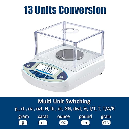Miniatura 7 de Balanza analítica de laboratorio, báscula digital de precisión de 17.64 oz x 0.00 oz, precisión de 0.00 oz, escala de miligramo científico de