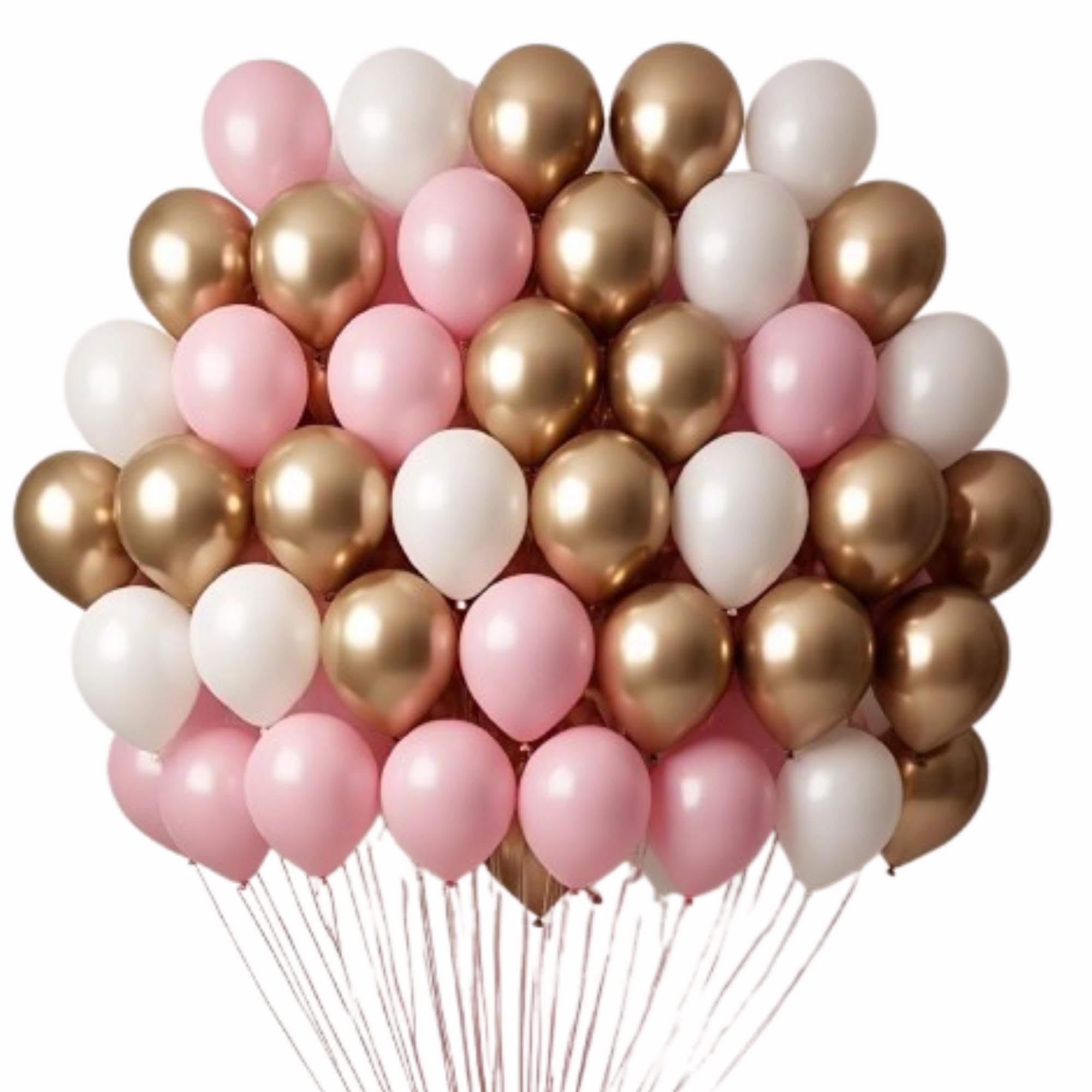 Wanna Party Golden Balloons, Pink Balloons and Metallic White Balloons For Decoration | Birthday Decoration Kit For Girls | Metallic Balloons For Decoration | Birthday Balloons-image-3