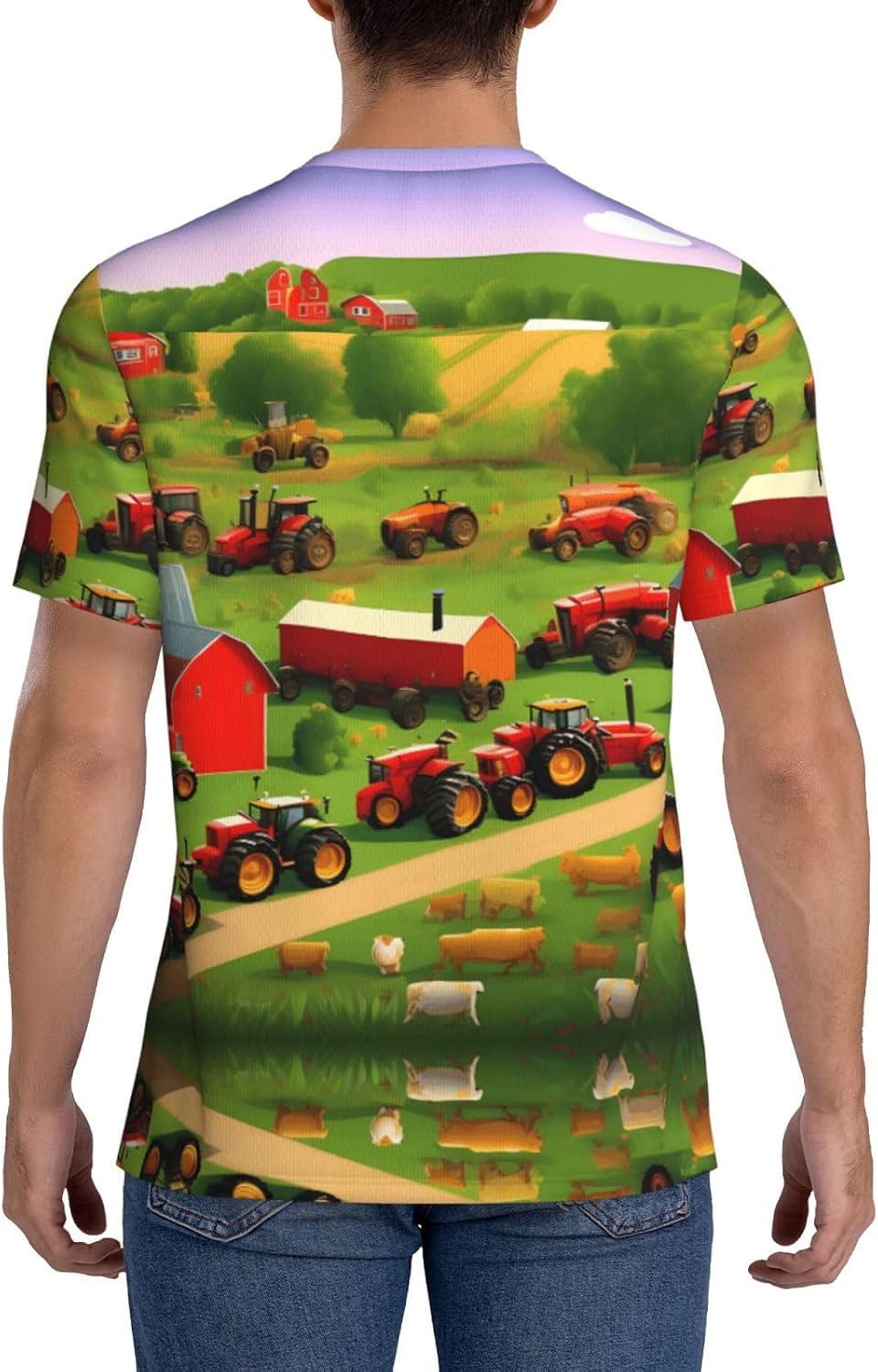 Tractor Farm Rugby Football Jersey for Men, Comfortable V-Neck Loose Fit Top for Team Sports Athletics