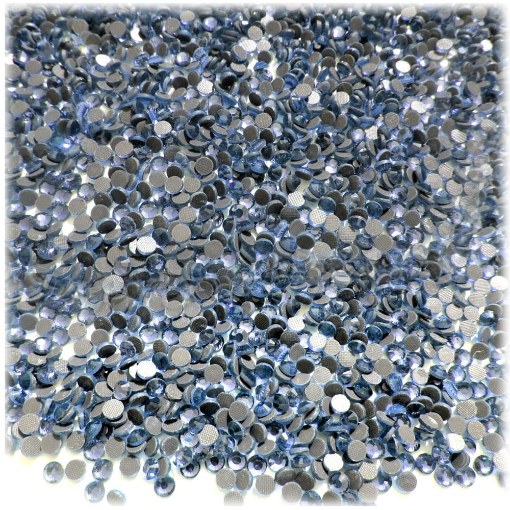 The Crafts Outlet 720-pc Iron On Heat induced Glue, Glass Rhinestones, 2mm (6ss) XX-Small - Light Blue