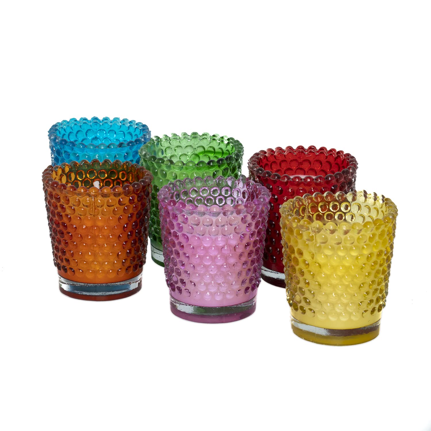 Creative Glut Scented Wax Candles with Vintage Dotted Glass Elegant Assorted Fragrance for Home Decoration and Gifting Purposes Burning Time 10 Plus Hours – Set of 6 (145 Grams)