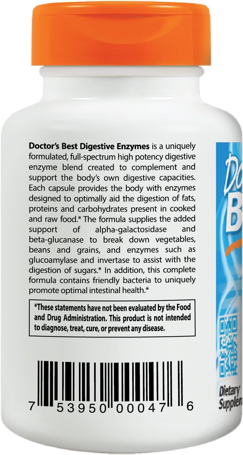Doctor's Best Best Digestive Enzymes, Vegetable Capsules, 90 Count
