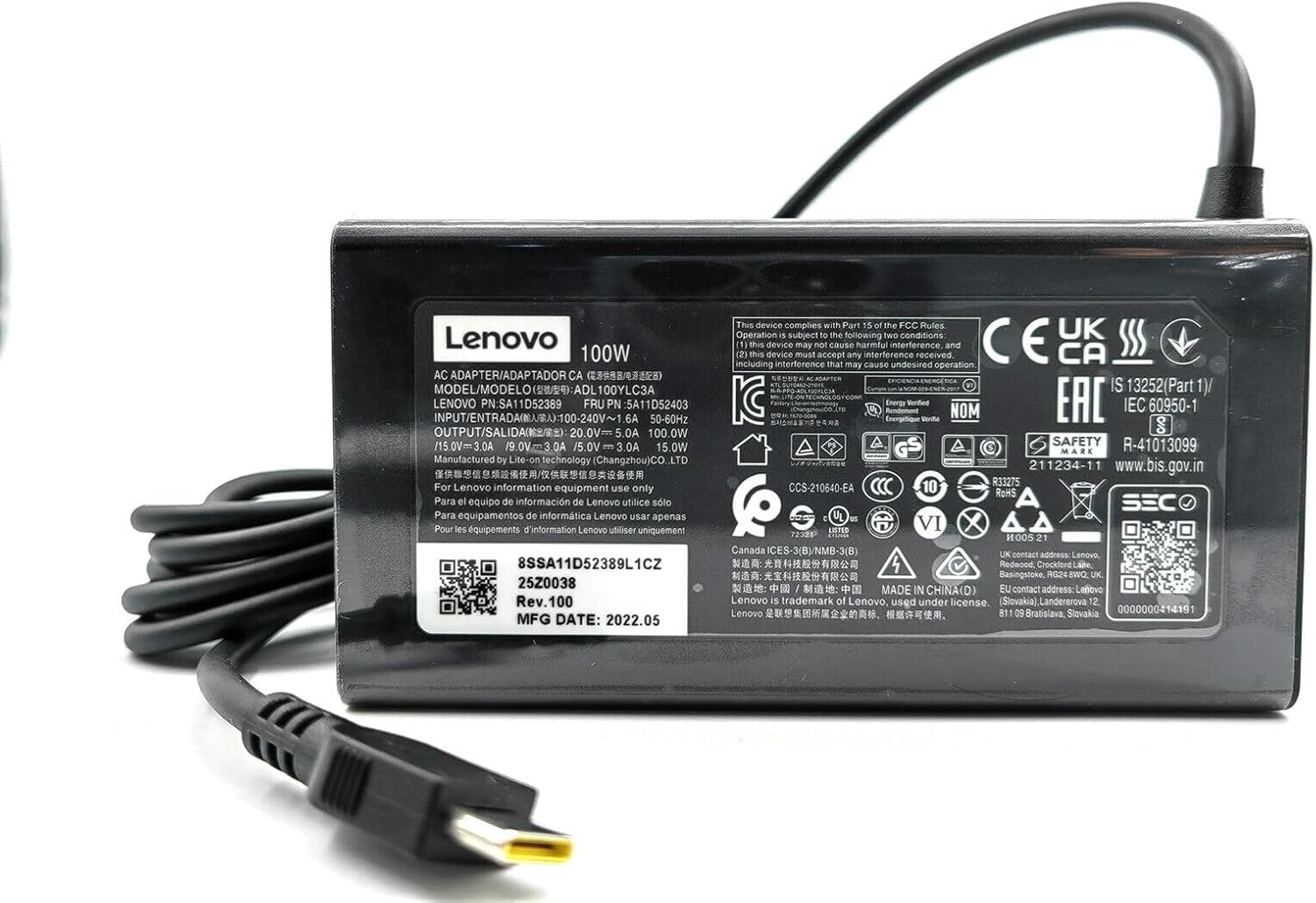 Original Replacement for Lenovo 100W USB Type C AC Adapter for Lenovo IdeaPad 5 Pro 16, Lenovo Yoga Slim 7 Pro 14IAP7, Compatible P/N: ADL100YLC3A, ADL100YDC3A, SA11D52396, GX21J75543, 5A11J62105.