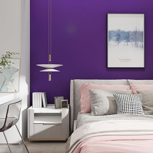 Vista 15 de Papel tapiz color burdeos sólido de 15.8 x 393 pulgadas, papel tapiz de vinilo para despegar y pegar, papel de contacto puro, papel de contacto