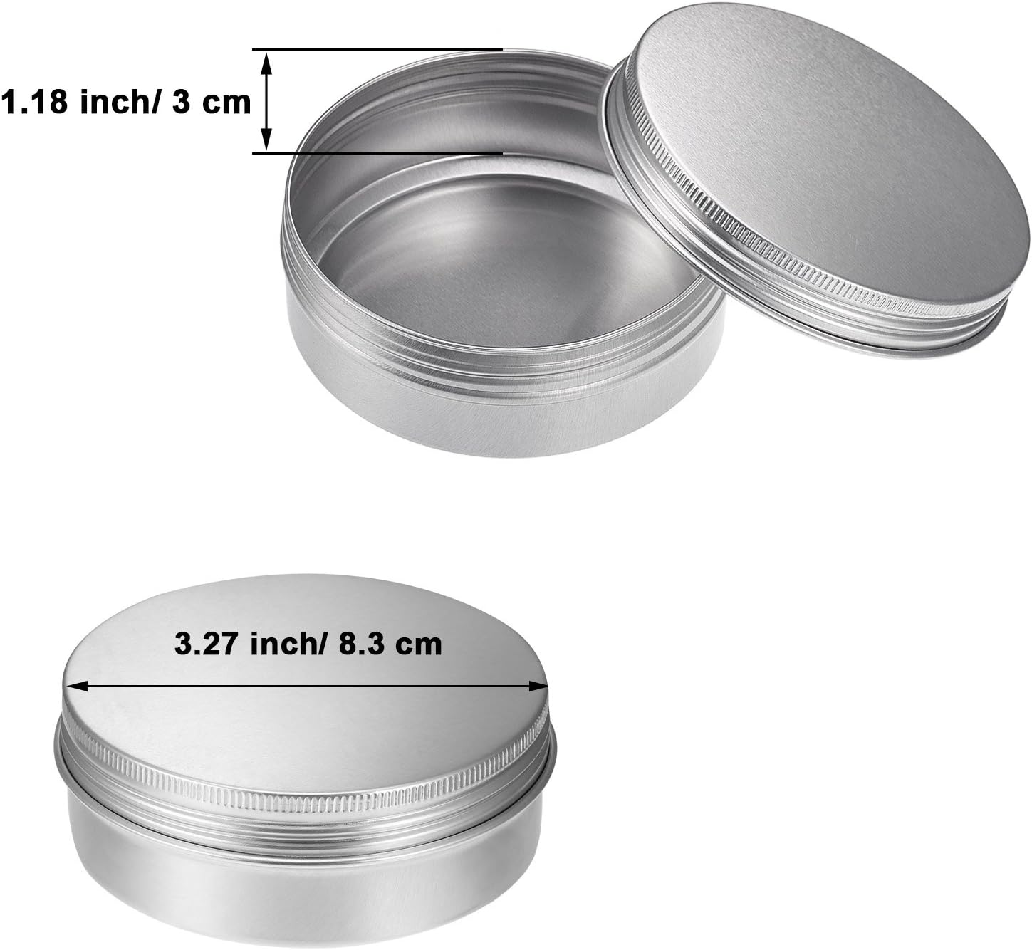TecUnite 24 Pcs 4 oz Metal Tin Cans Aluminum Round Tin Containers Empty Cans with Screw Lid for Candle Storage Cosmetic Sample Travel Salve Cream