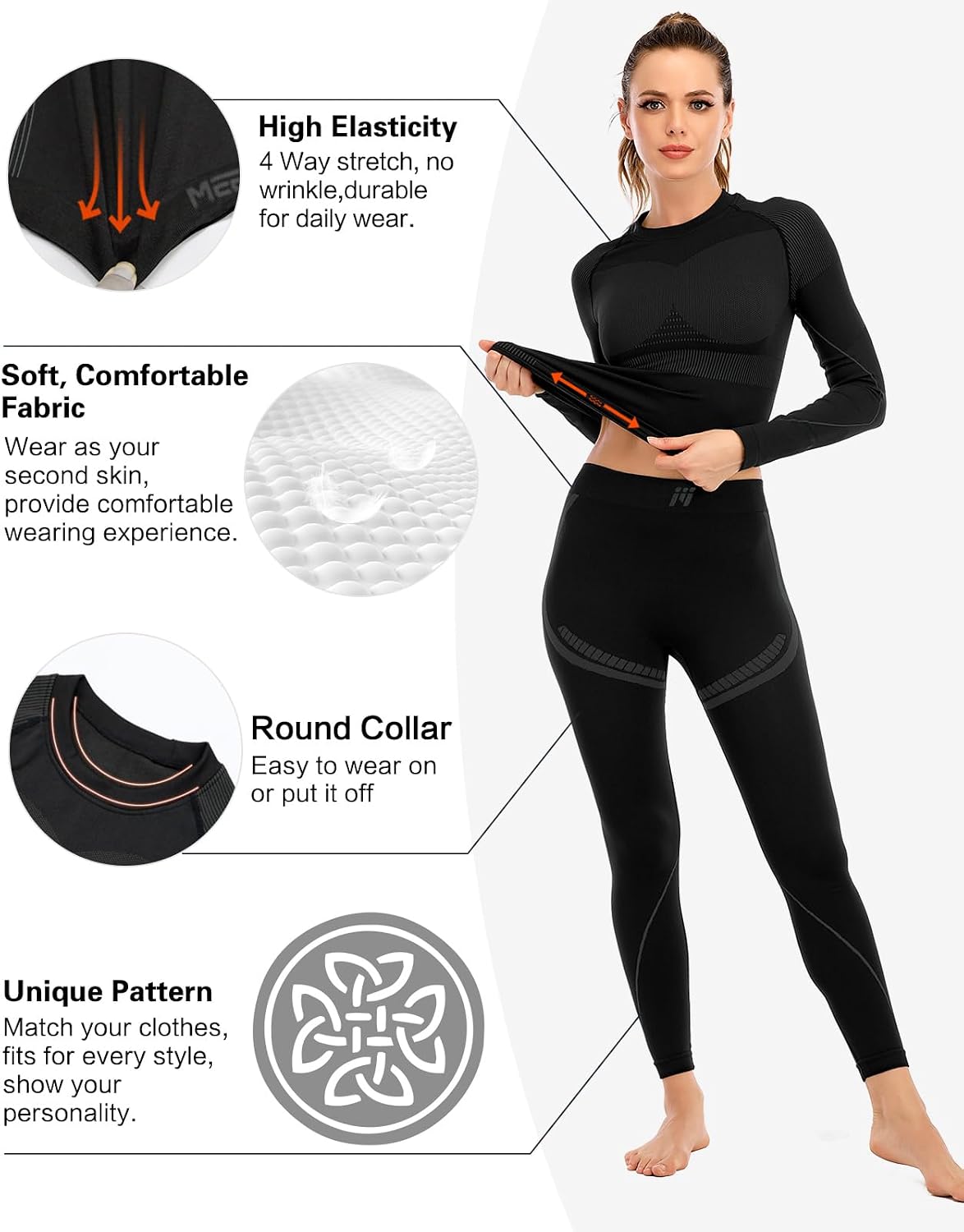 MEETWEE Women's Thermal Underwear Set, Ski Underwear, Thermal Breathable Functional Underwear, Quick-Drying, Warm Winter