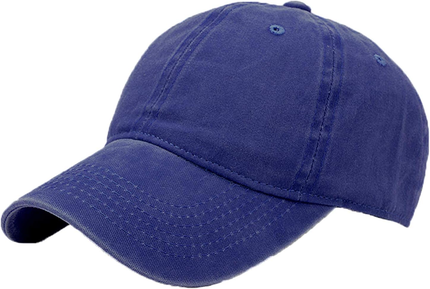 Men & Women's Washed Cotton Baseball Caps Adjustable Plain Dad Hat Blue