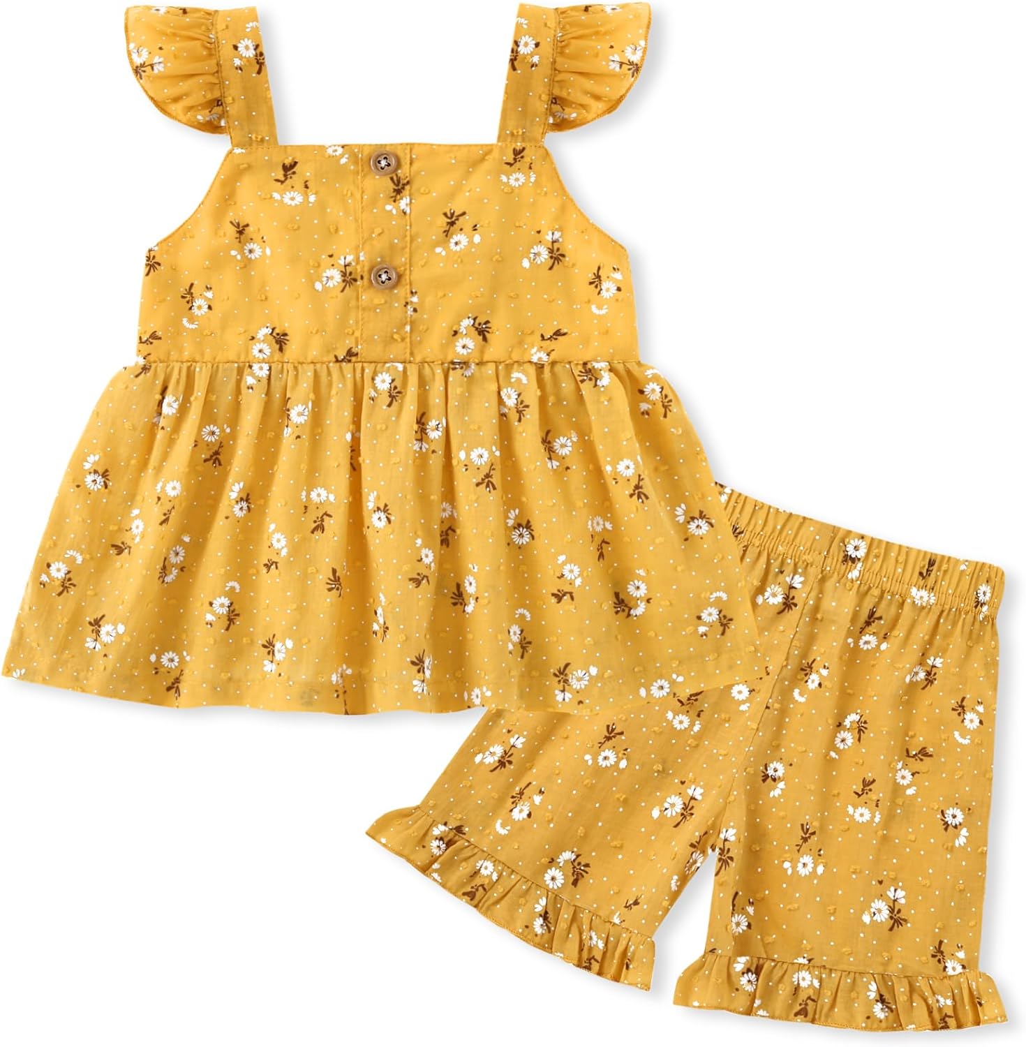 SANMIO Toddler Girl Clothes Summer Baby Girl Cute Sleeveless Tank Tops with Bow and Ruffled Shorts 2Pcs Outfits Set