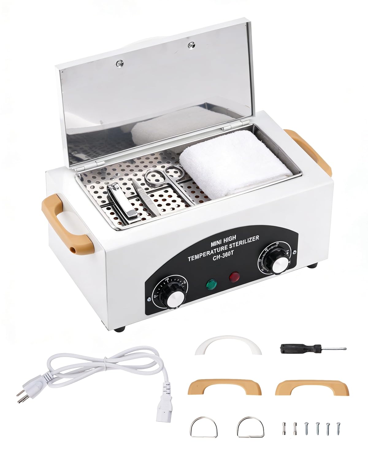 High-Temperature Cleaning Box for Metal Tools, 1.5L Capacity with Adjustable Timer 110V 300W, 122℉-428℉ Cleaning Cabinet for Nail Salons, Barbers & Home Use