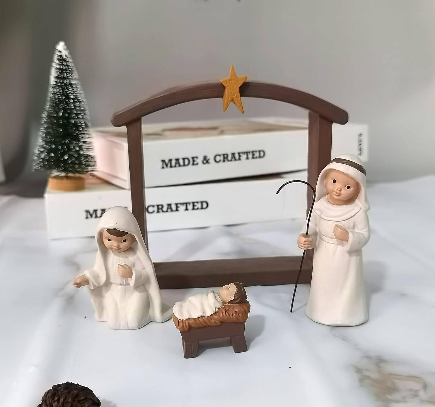 Nativity Scene Indoor 12pcs Little People Nativity Set - Holy Family Figurine Set with Joseph Mary Baby Jesus and Manger - Christmas Decorations, Xmas Holiday Decor, for Women