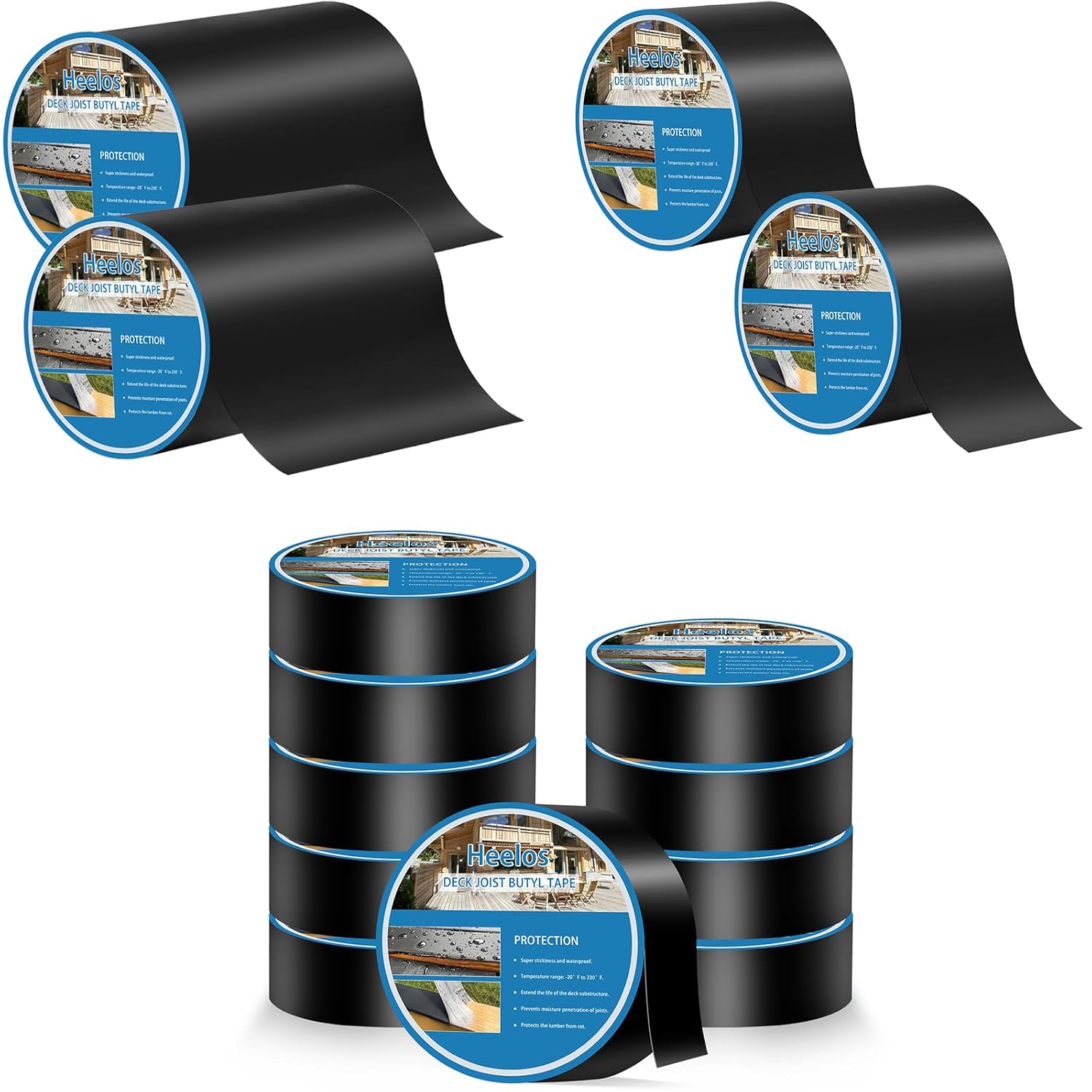 Joist Tape for Decking 2''×50' 10 Pack and 6''×50‘ 2 Pack and 4''×50‘ 2 Pack