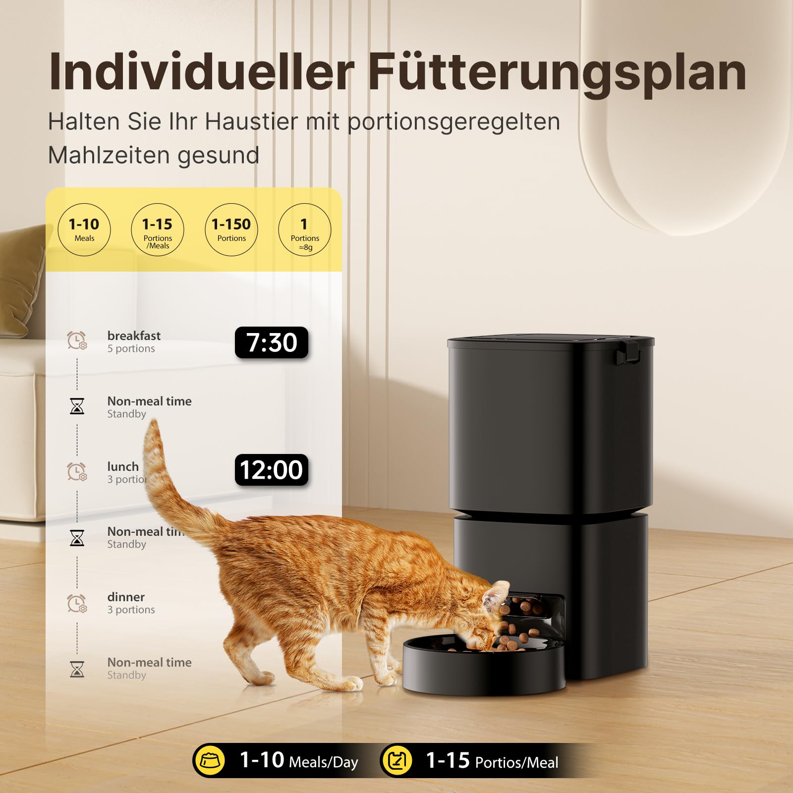 Distributeur Croquettes Chat Automatique, Compatible WiFi 5G et 2.4G, Grande capacité de 5 L, Contrôle App, Jusqu’à 10 Repas par Jour, Idéal pour Les Propriétaires d’Animaux (Noir-WiFi)