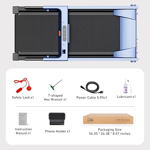 Miniatura 6 de DeerRun Cintas de correr para el hogar con inclinación y asas, cinta de correr plegable de 3.0 HP para espacios pequeños, máquina de correr plegable