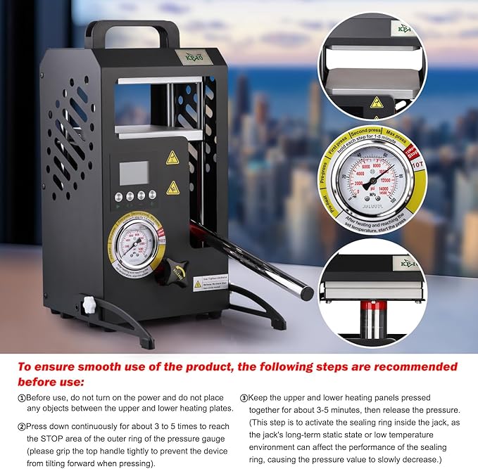 Prensa Térmica Manual 10 Toneladas con Placas Dobles Calefaccionadas 5.5" X 5.5" miniatura 7