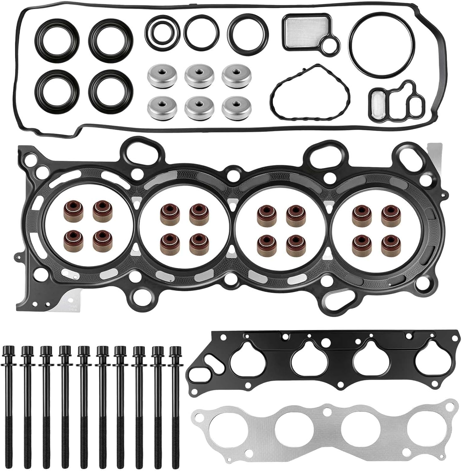 HS26243PT MLS Cylinder Head Gasket Set with ES71333 Head Bolts Compatible with Honda Acura 2003-2011 Accord CR-V Element TSX 2.4L L4, Replace#HGS228 K24A2 K24A4 K24A8 K24Z1, 48Pcs Complete Kit