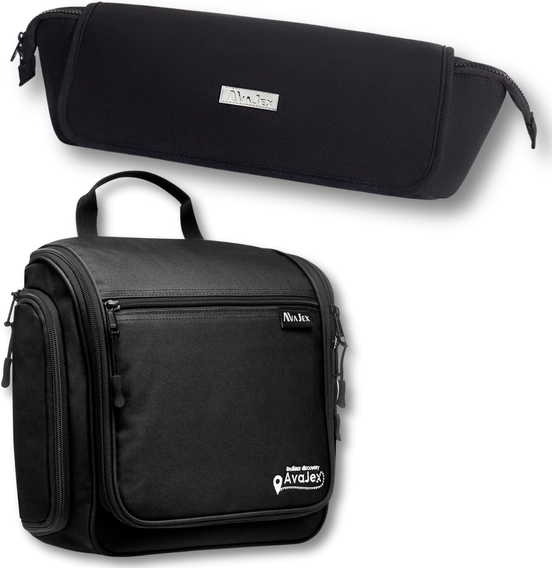 AvaJexTravel Toiletry Bag for Men and Women and Large Hair Tools Travel Bag with Heat Resistant Mat for Flat Irons, Curling Iron, Straighteners