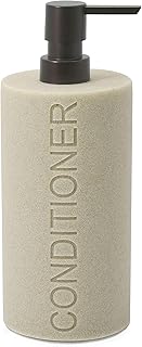 Resin Tan Sandstone Conditioner Engraved Bottle Refillable Pump Dispenser, Durable Waterproof Resin Construction for Bath, Shower - Tan Sandstone ORB Pump